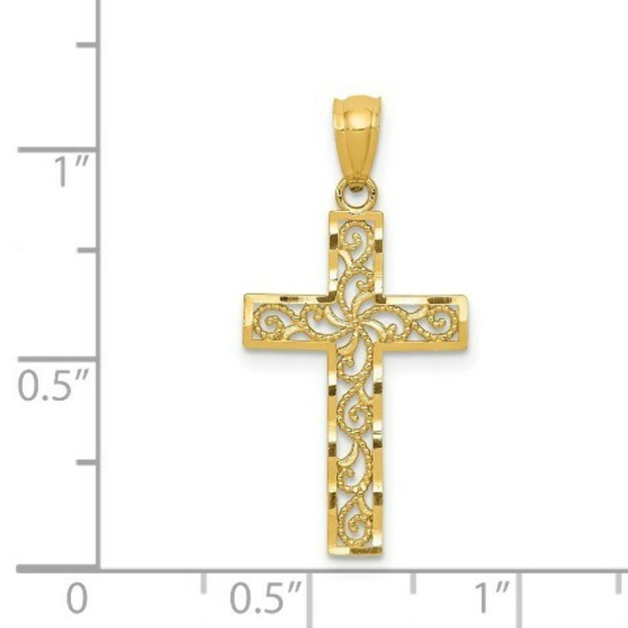 14K Yellow Gold Cross Pendant 27mm length - (B11-125)