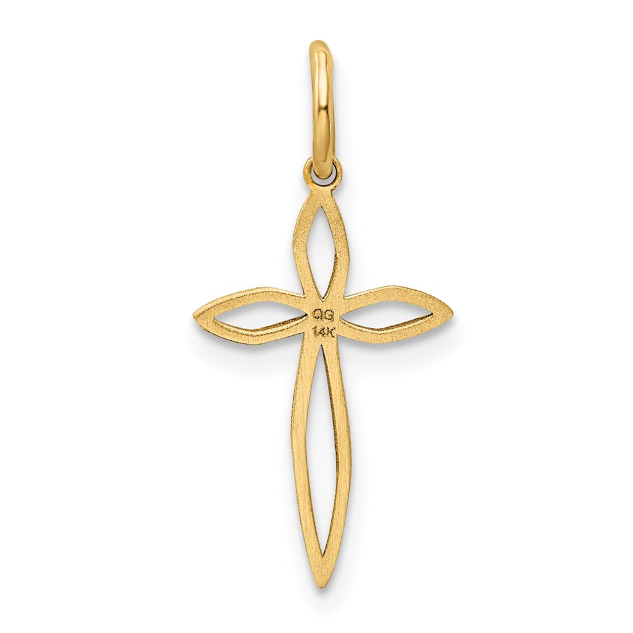 14K Yellow Gold Laser Designed Cross Charm 22mm length - (B11-135)