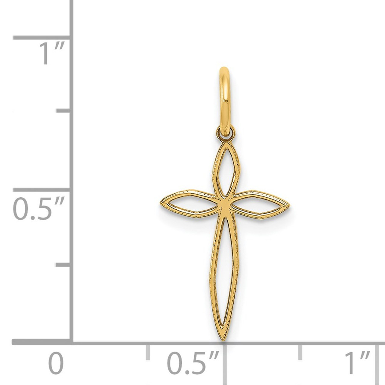 14K Yellow Gold Laser Designed Cross Charm 22mm length - (B11-135)