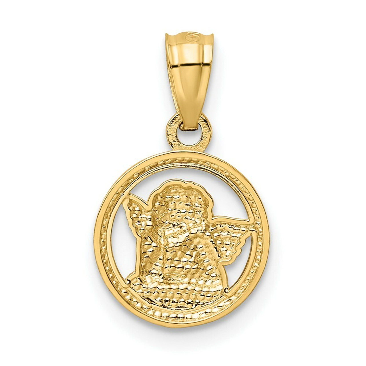 14K Yellow Gold Yellow Gold Rhodium Plated Cherub Pendant - (B11-296)