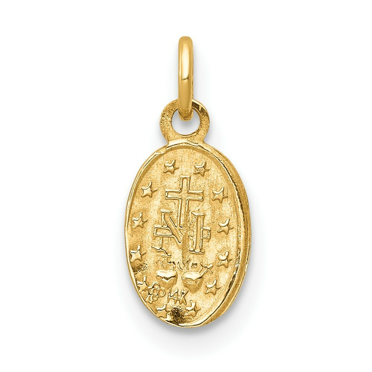 14K Yellow Gold Miraculous Medal Charm 7mm width - (B11-604)