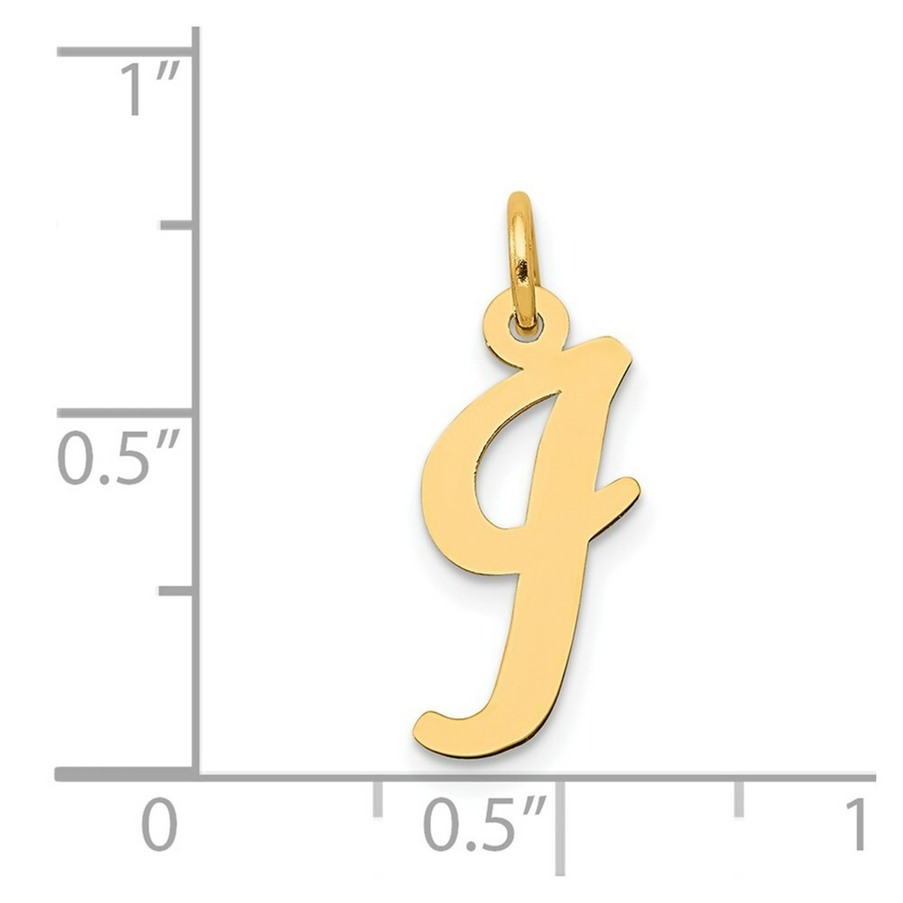 14K Yellow Gold Medium Script Initial Letter I Charm Pendant - (B11-963)