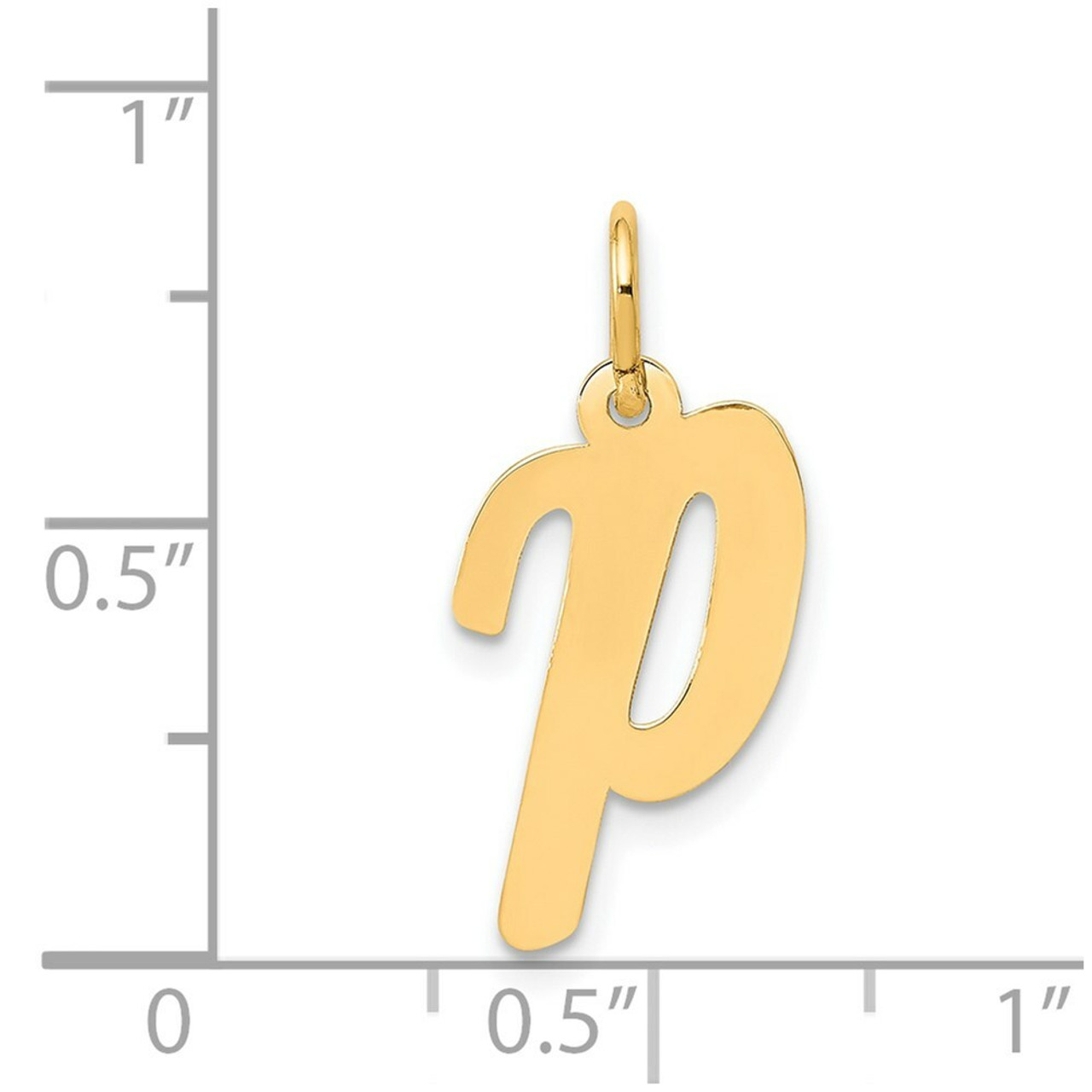 14K Yellow Gold Medium Script Initial Letter P Charm Pendant - (B13-237)