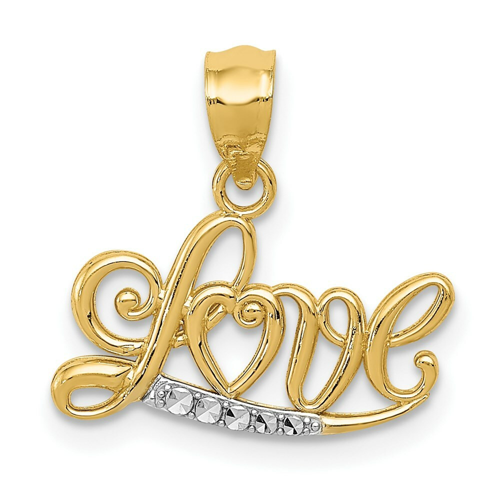 14K Yellow Gold Yellow Diamond-cut Love Pendant - (B13-393) - Roy