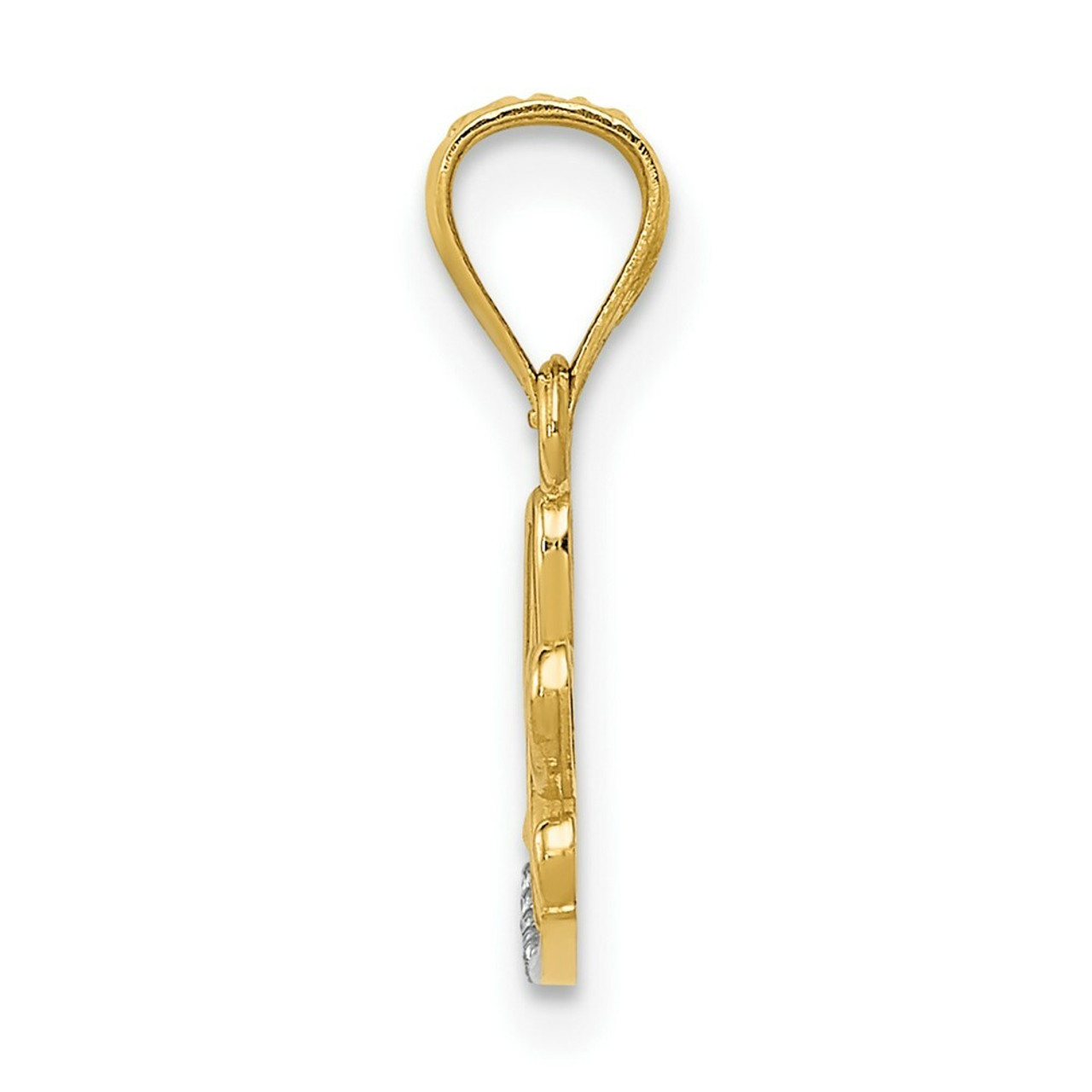 14K Yellow Gold Yellow Diamond-cut Love Pendant - (B13-393)