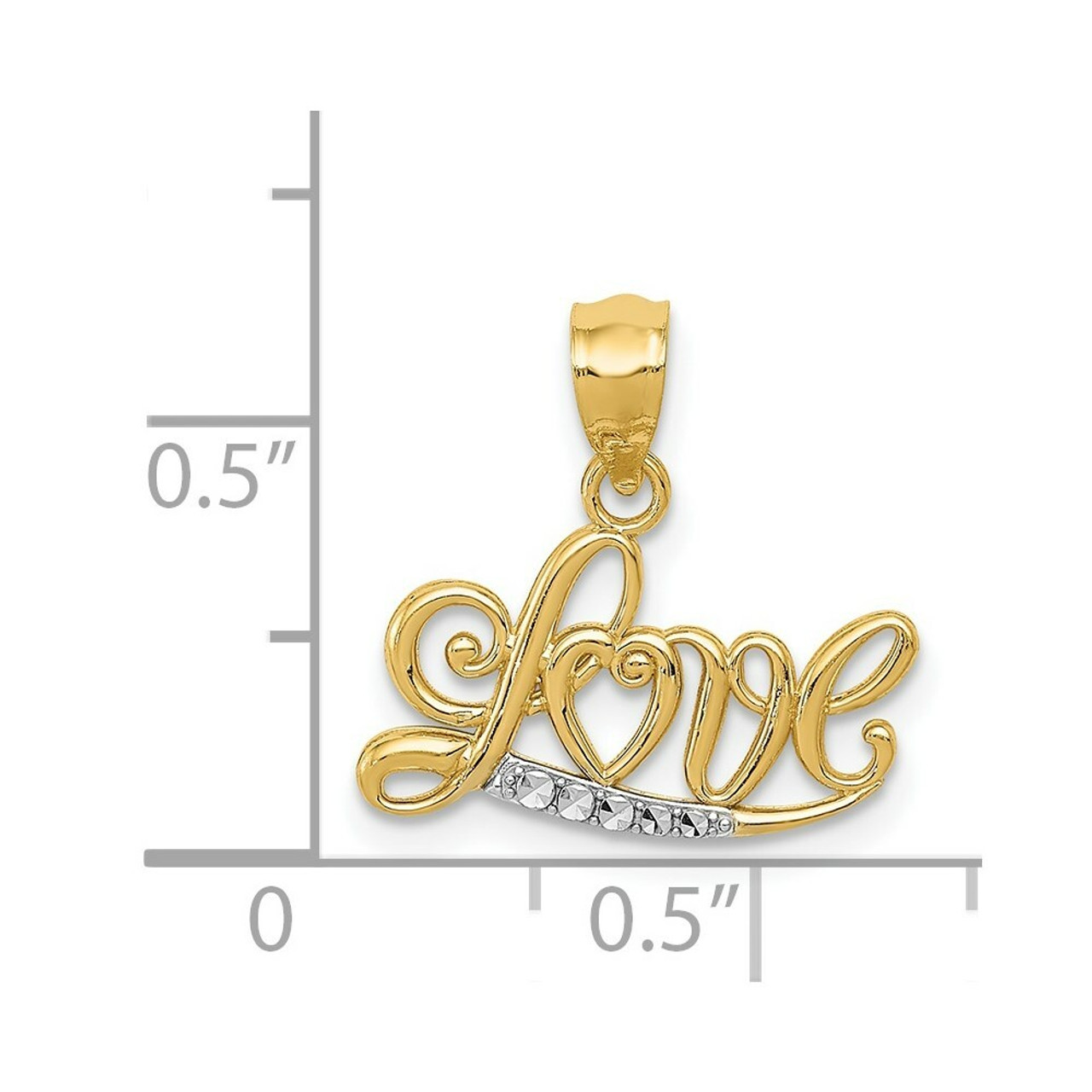 14K Yellow Gold Yellow Diamond-cut Love Pendant - (B13-393)