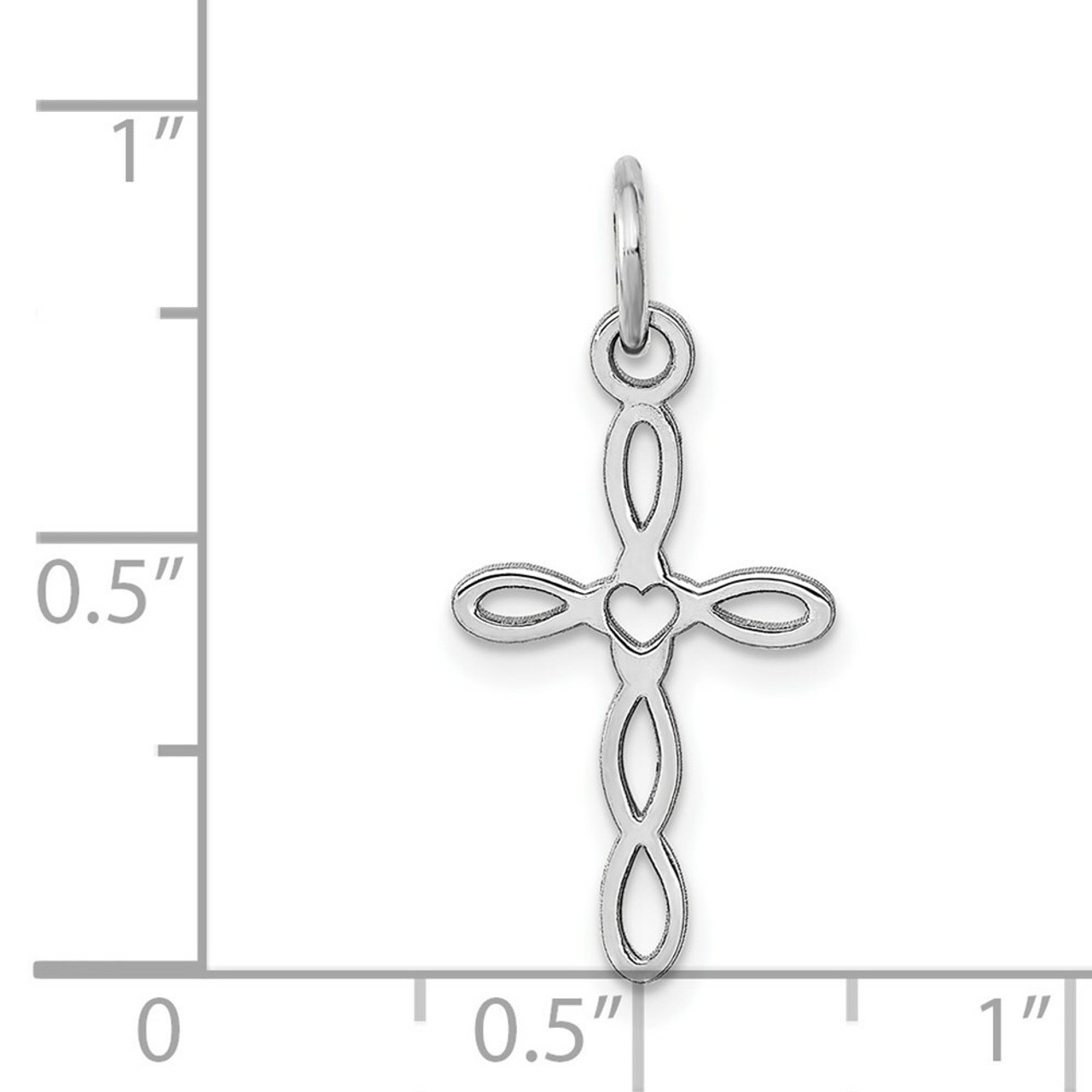 14K White Gold Laser Designed Cross Pendant 23mm length - (B14-175)