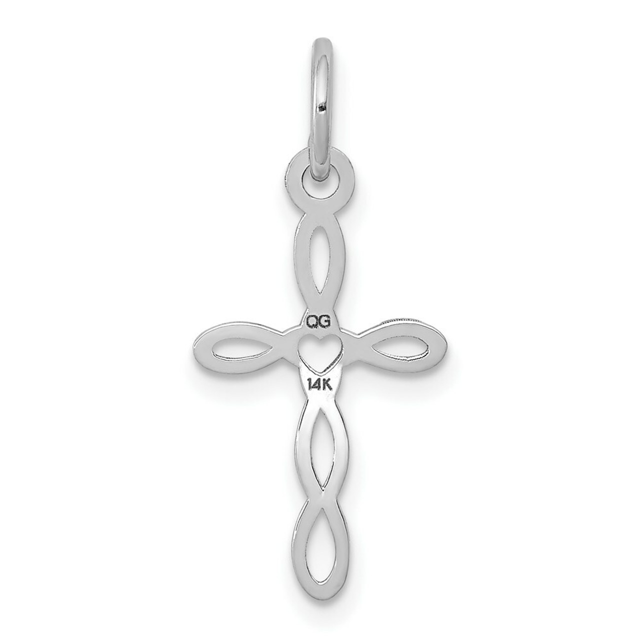 14K White Gold Laser Designed Cross Pendant 23mm length - (B14-175)