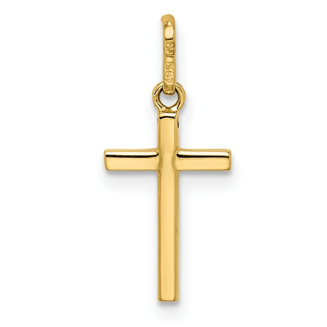 14K Yellow Gold Polished Cross Pendant - (B14-283)
