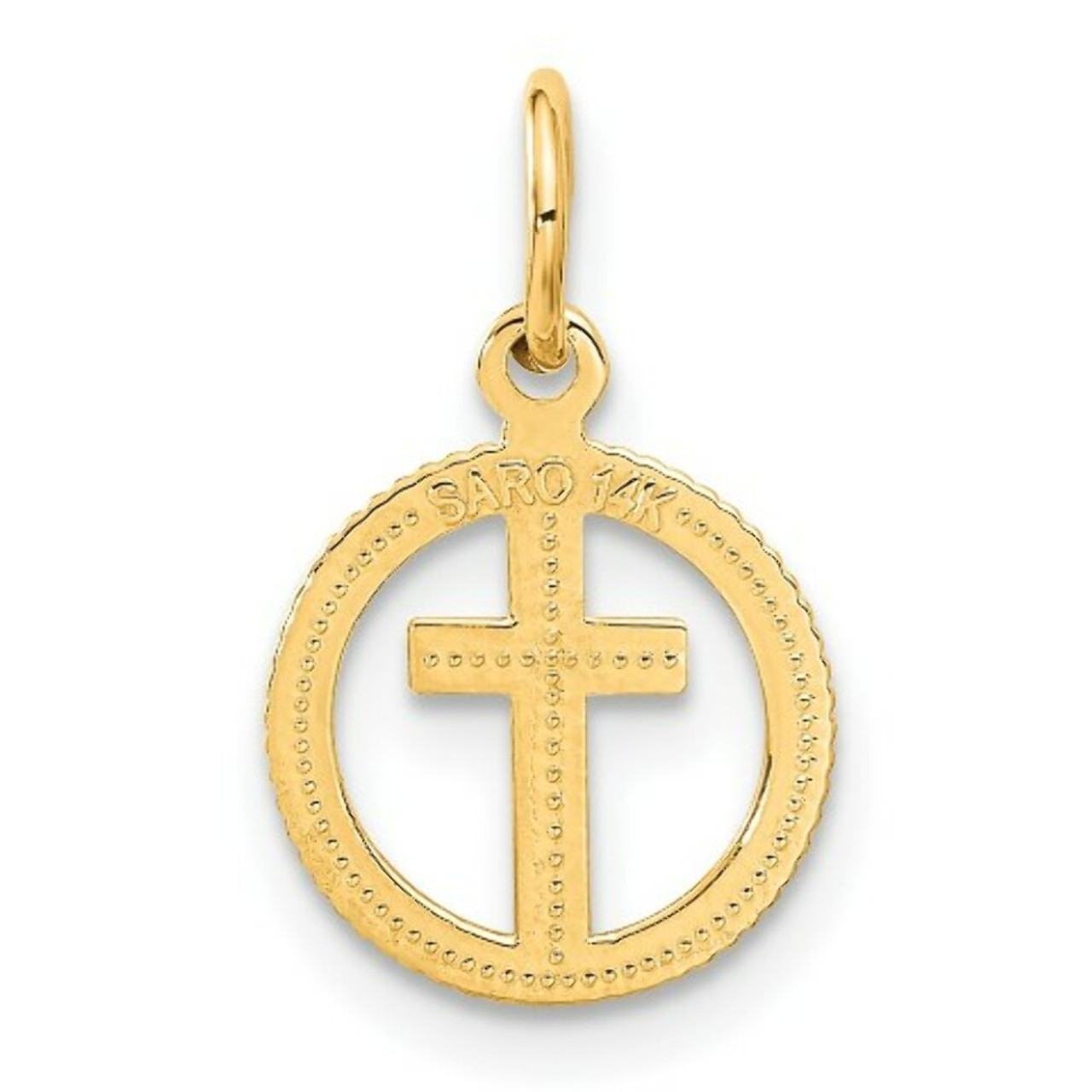 14K Yellow Gold Eternal Life Cross Charm - (A82-853)