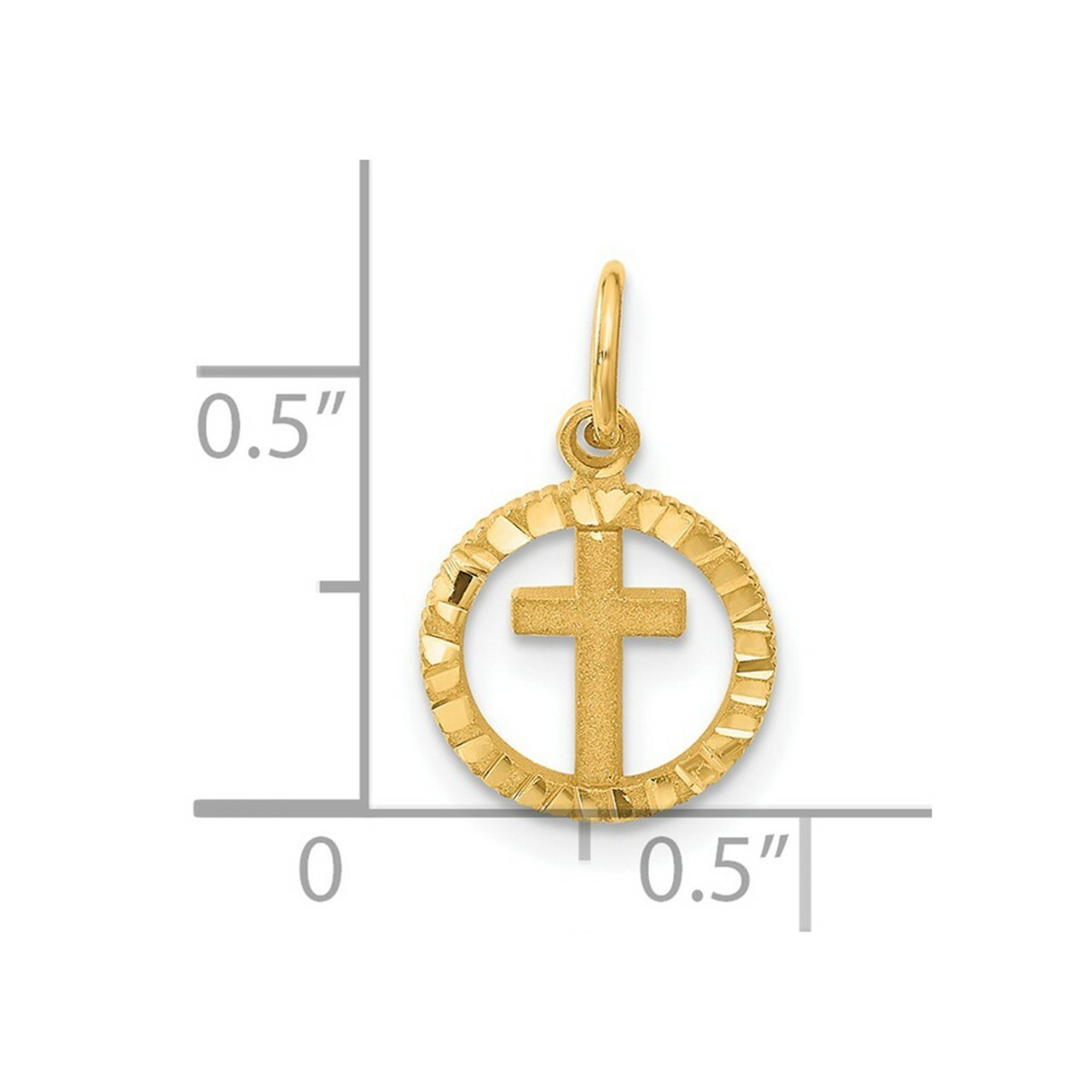 14K Yellow Gold Eternal Life Cross Charm - (A82-853)
