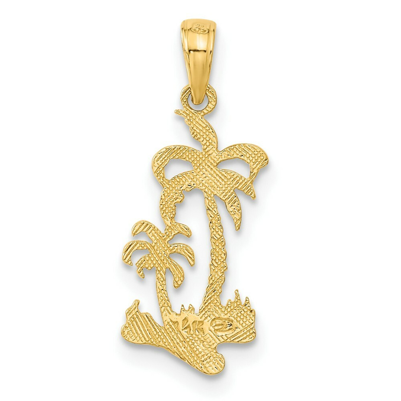 14K Yellow Gold Double Palm Trees Pendant - (A83-149)
