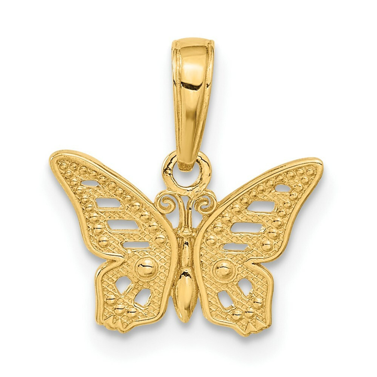 14K Yellow Gold Cut-Out Butterfly Pendant - (A83-195)