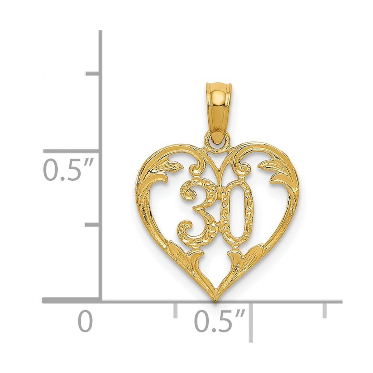 14K Yellow Gold 30 in Heart Cut-out Pendant - (A83-371)