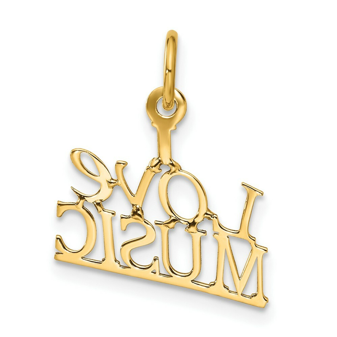 14K Yellow Gold I Love Music Charm - (A83-617)