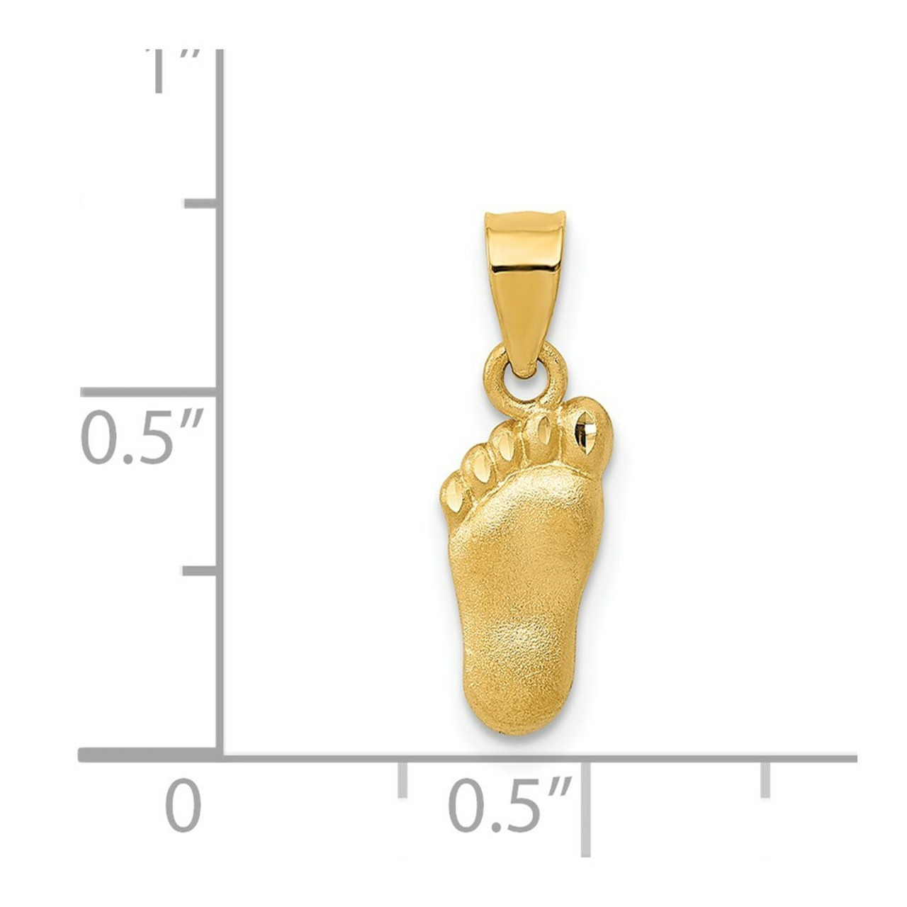 14K Yellow Gold Diamond-cut Foot Charm - (A83-973)