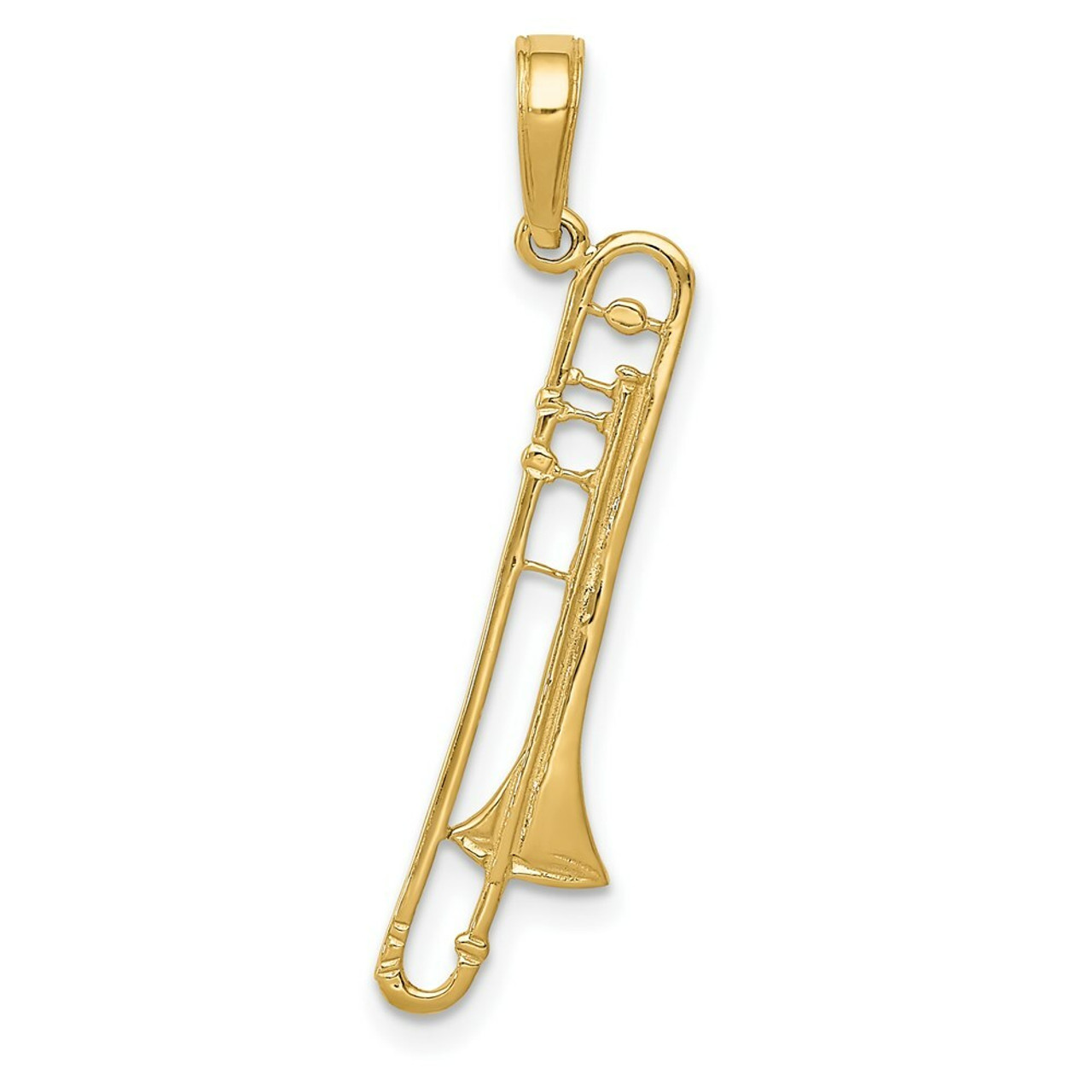 14K Yellow Gold Trombone Pendant - (A84-135)