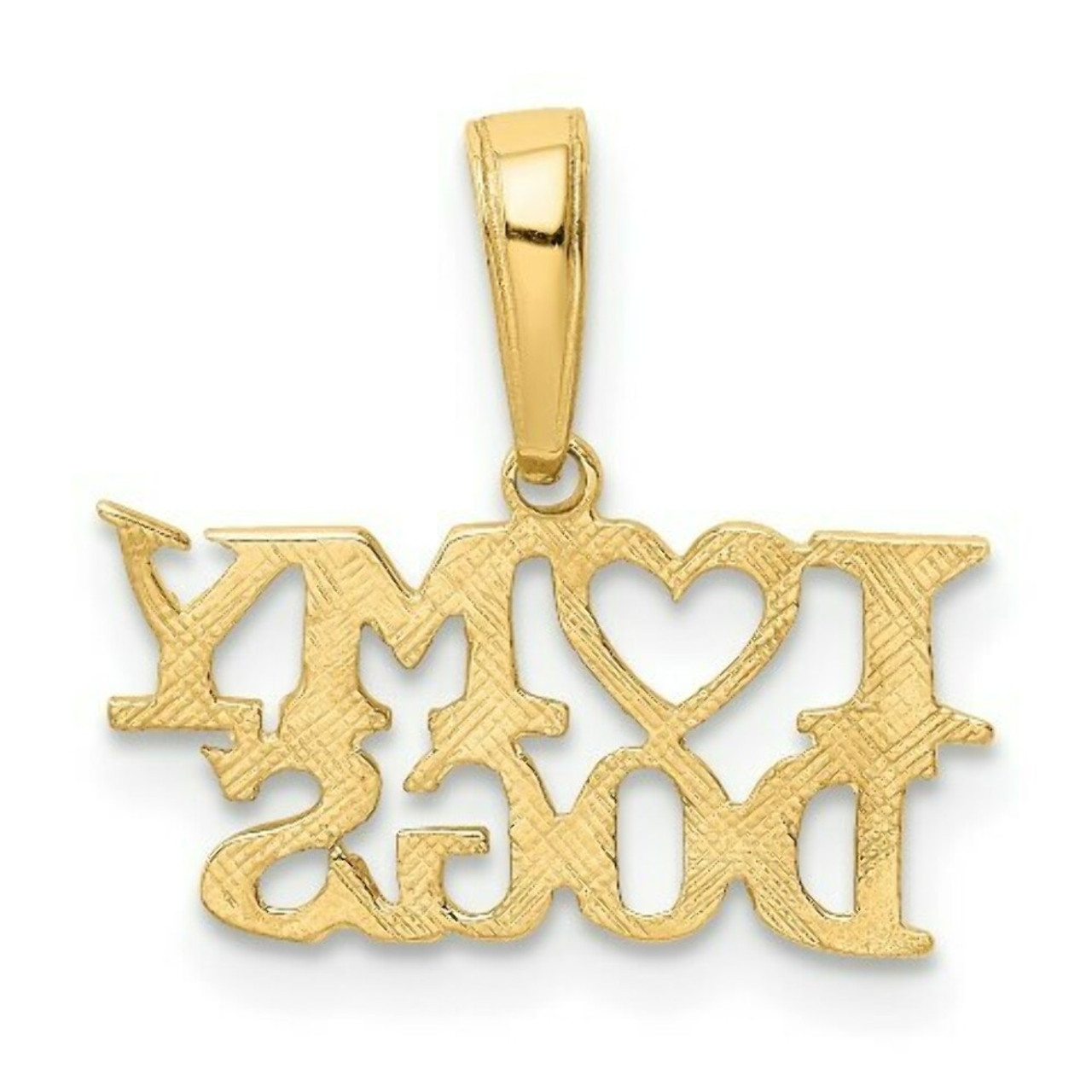 14K Yellow Gold I Heart My Dogs Pendant - (A84-932)