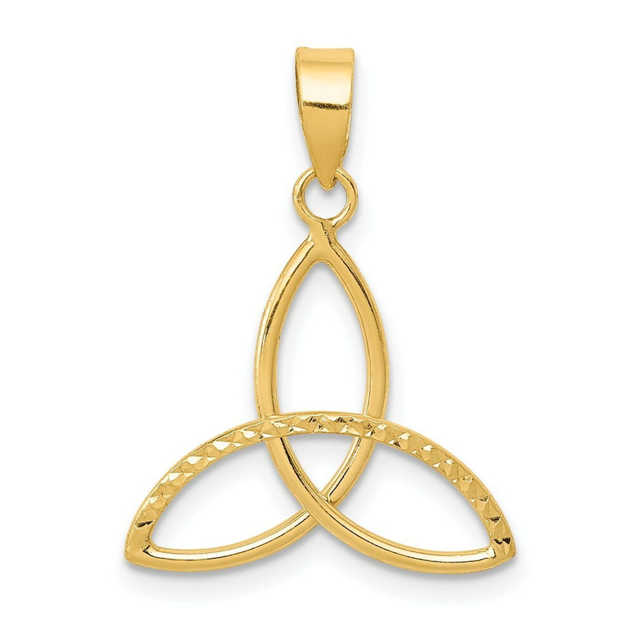 14K Yellow Gold 3 Point Diamond-cut Open Star Pendant - (A84-997)