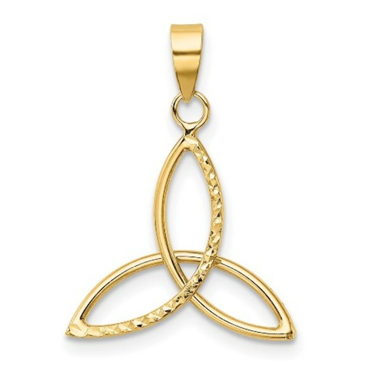 14K Yellow Gold 3 Point Diamond-cut Open Star Pendant - (A84-997)