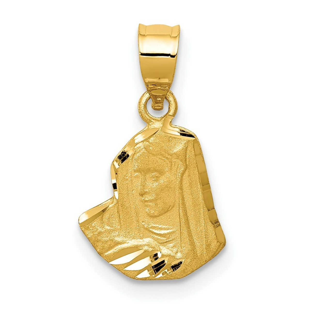 14K Yellow Gold Satin & Diamond-cut Mary Pendant - (A85-646)
