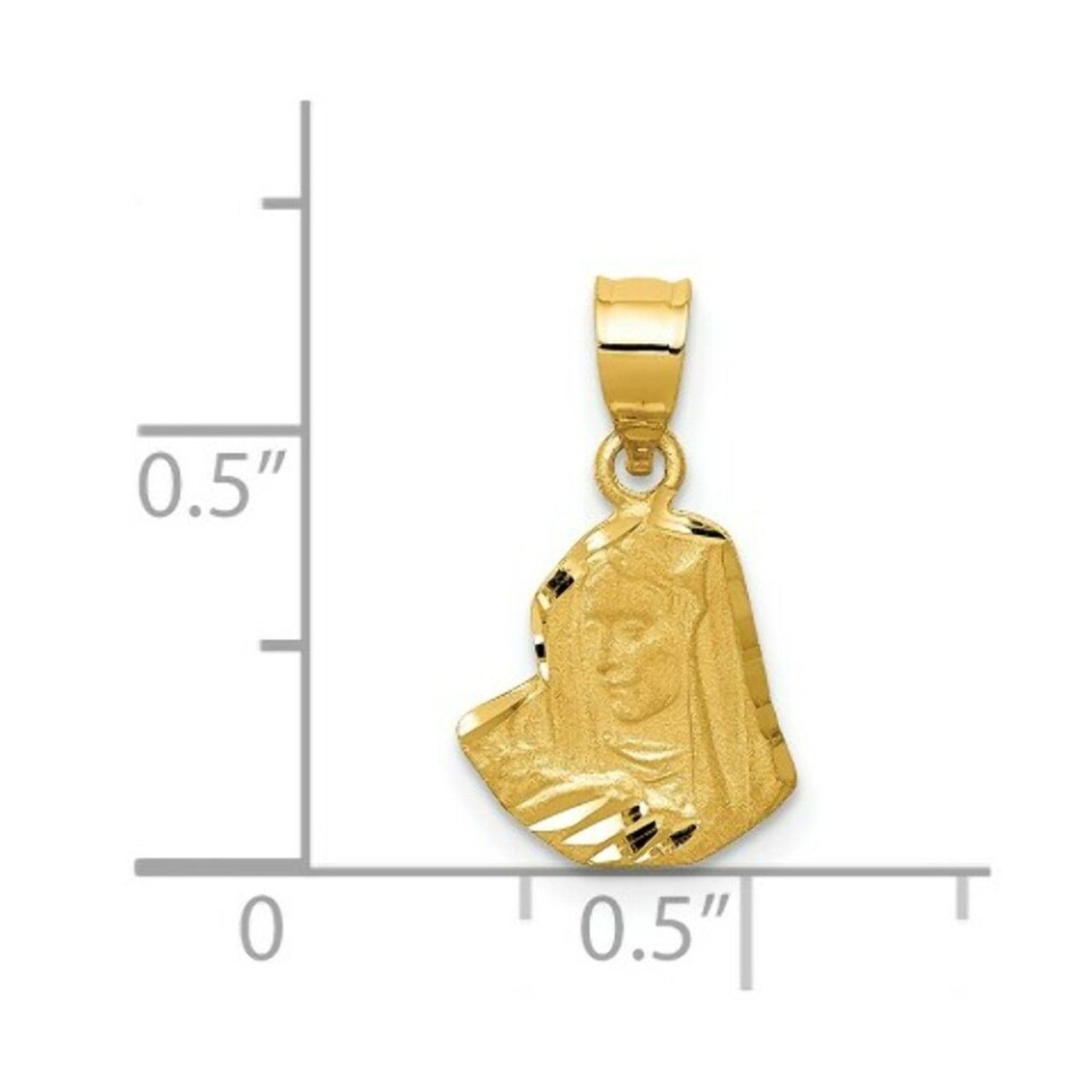 14K Yellow Gold Satin & Diamond-cut Mary Pendant - (A85-646)