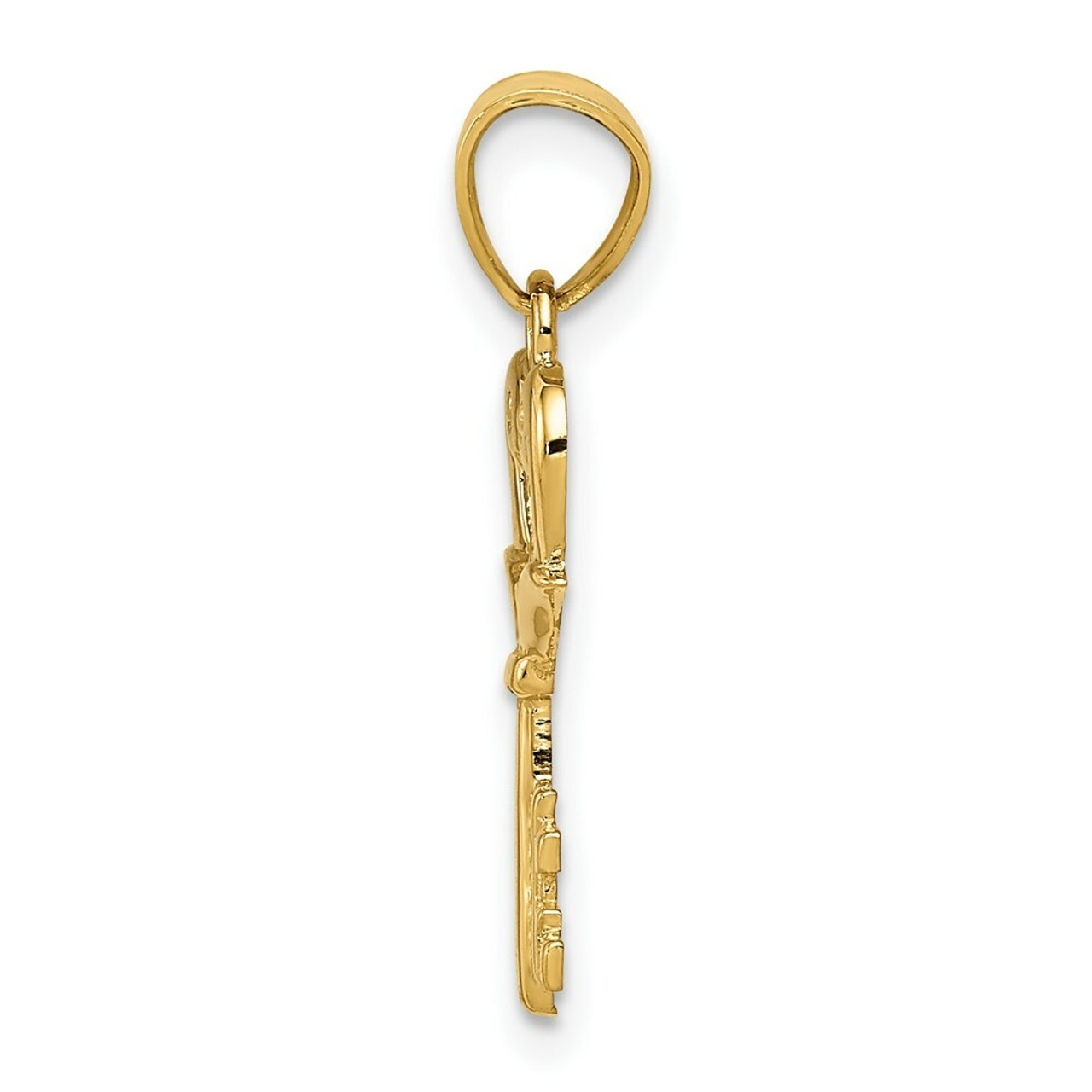 14K Yellow Gold Swans Key Pendant - (A85-775)