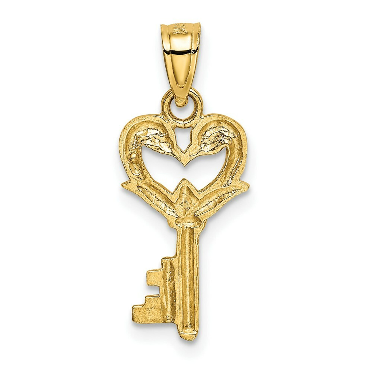 14K Yellow Gold Swans Key Pendant - (A85-775)
