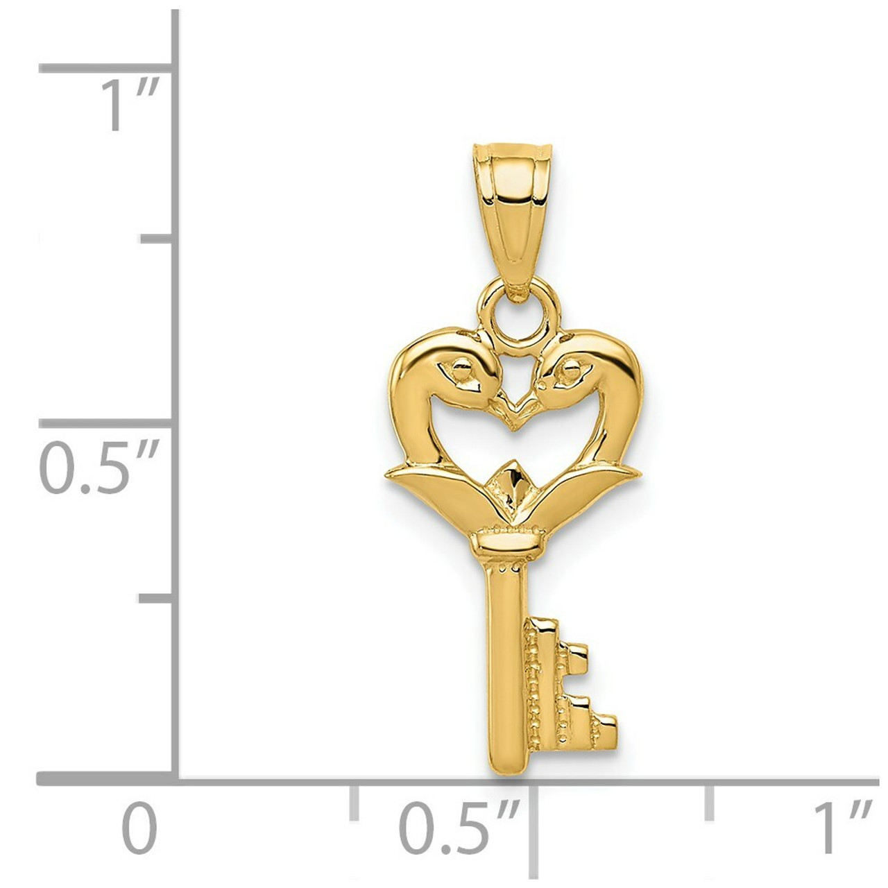 14K Yellow Gold Swans Key Pendant - (A85-775)