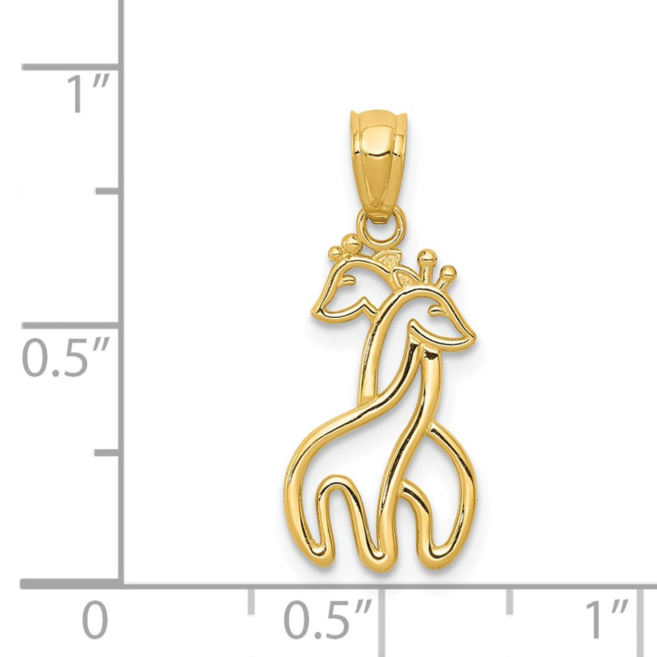 14K Yellow Gold Polished Interlocking Giraffes Pendant - (A85-922)