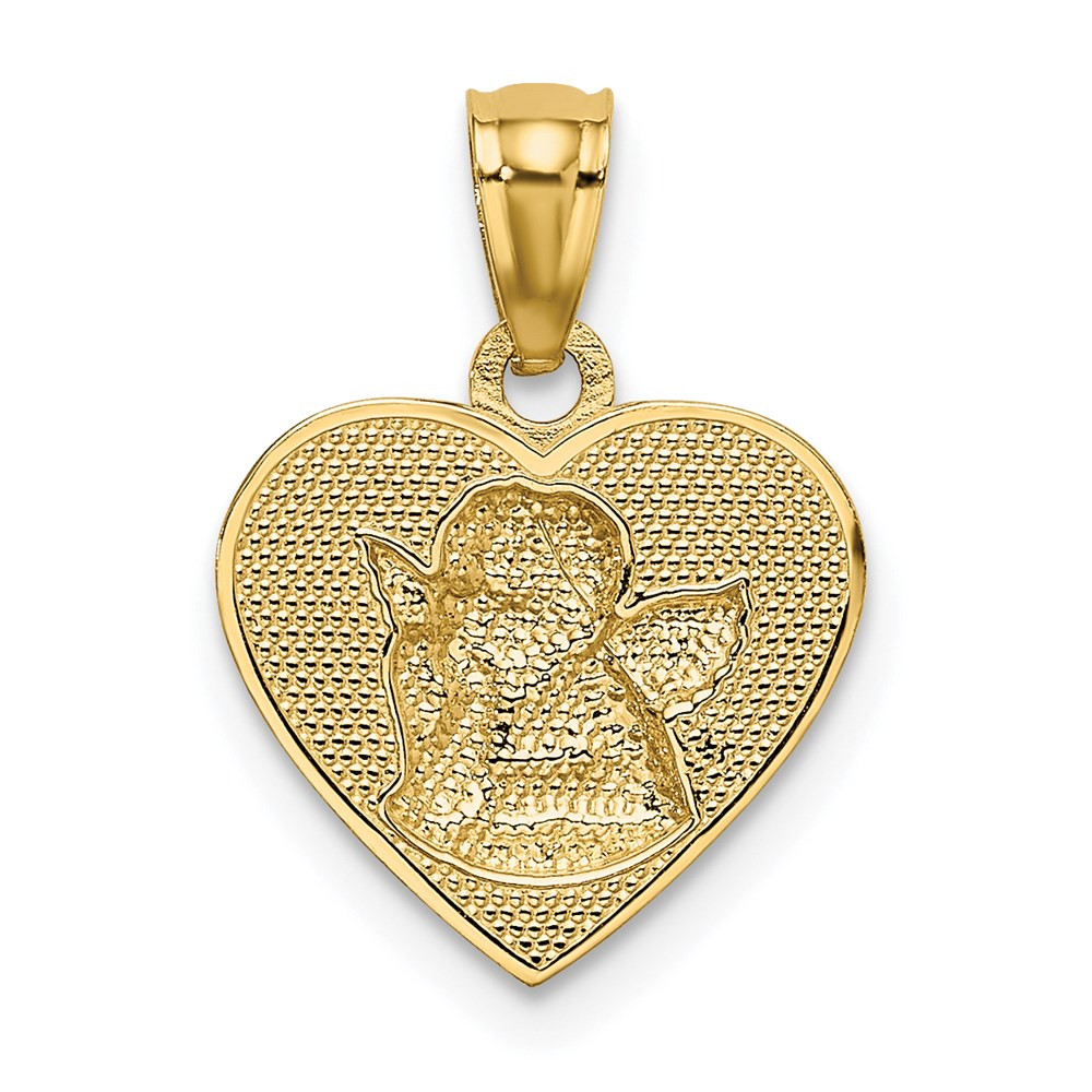 14K Two-tone Gold Two-tone Polished Guardian Angel In Heart
