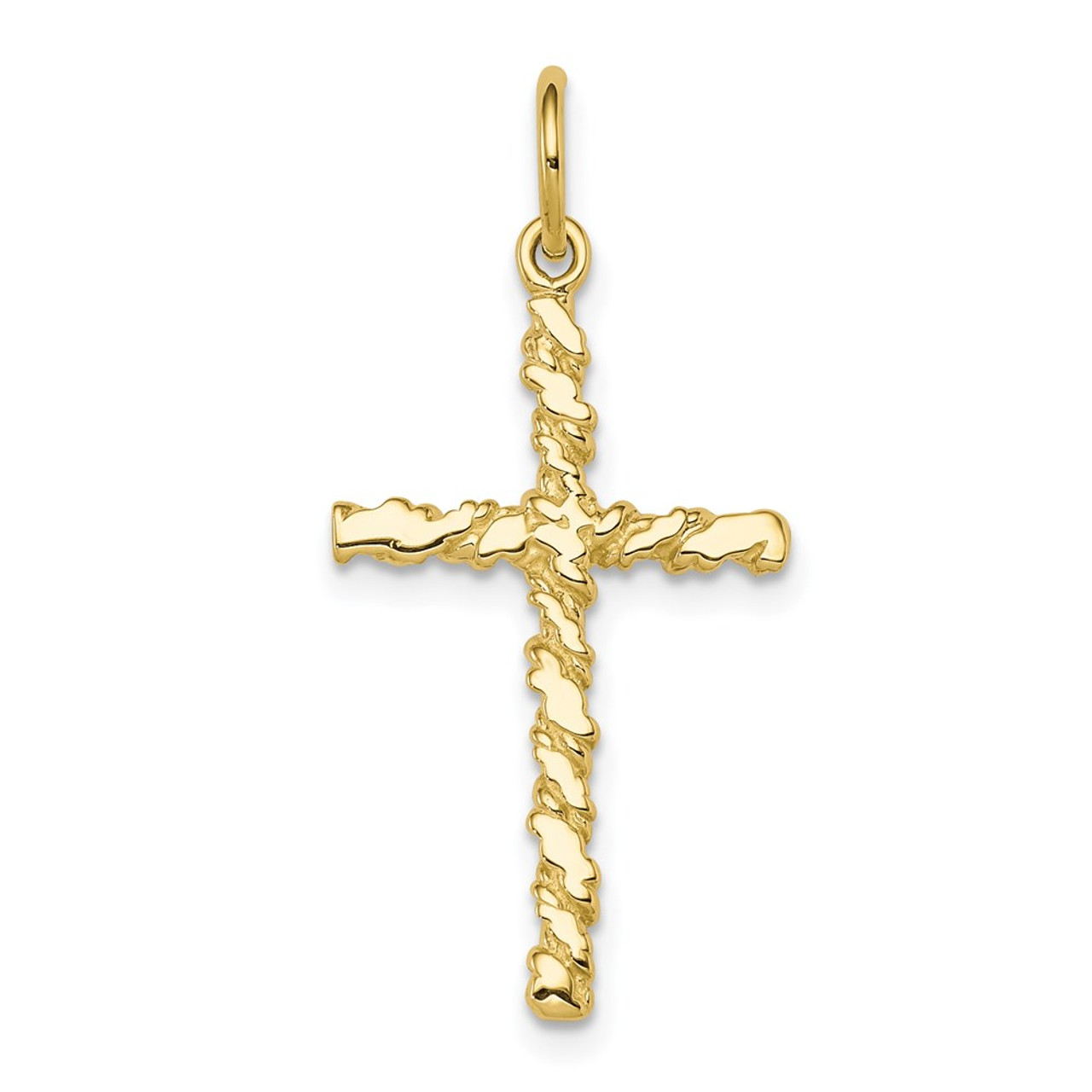 10K Yellow Gold Nugget Cross Charm - (A86-667)