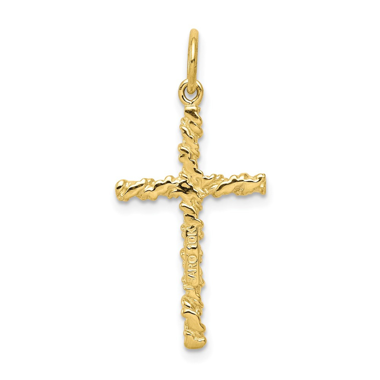 10K Yellow Gold Nugget Cross Charm - (A86-667)