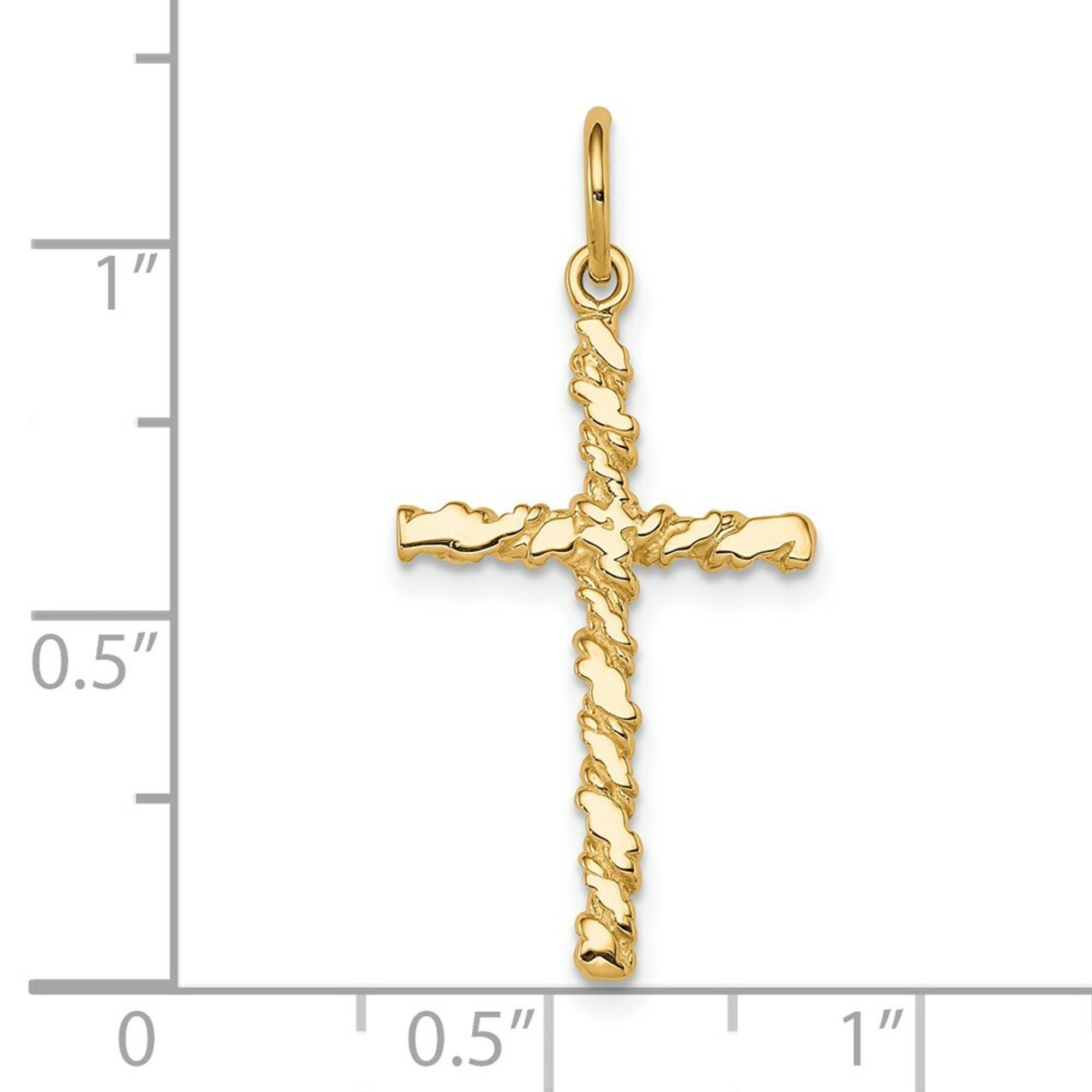 10K Yellow Gold Nugget Cross Charm - (A86-667)