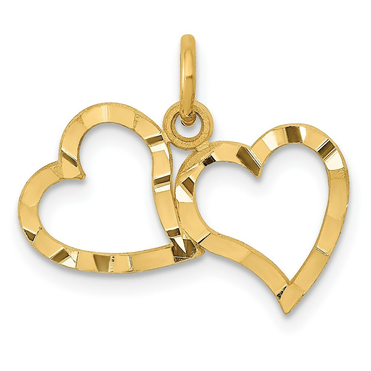 14K Yellow Gold Double Heart Charm - (A86-811)