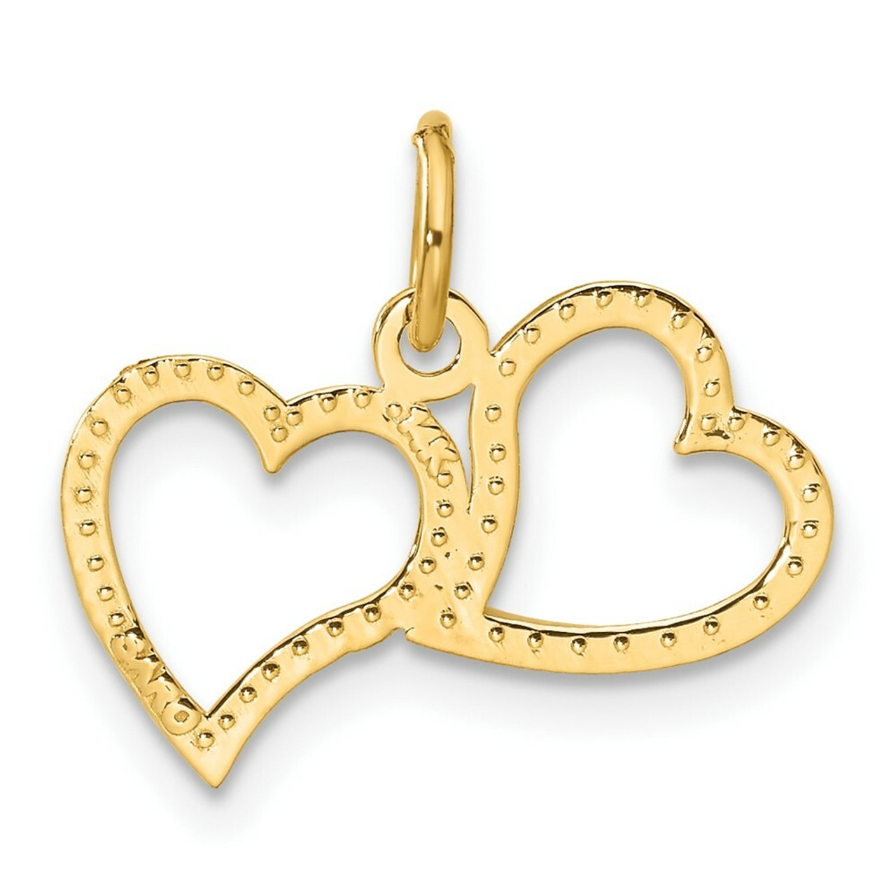 14K Yellow Gold Double Heart Charm - (A86-811)