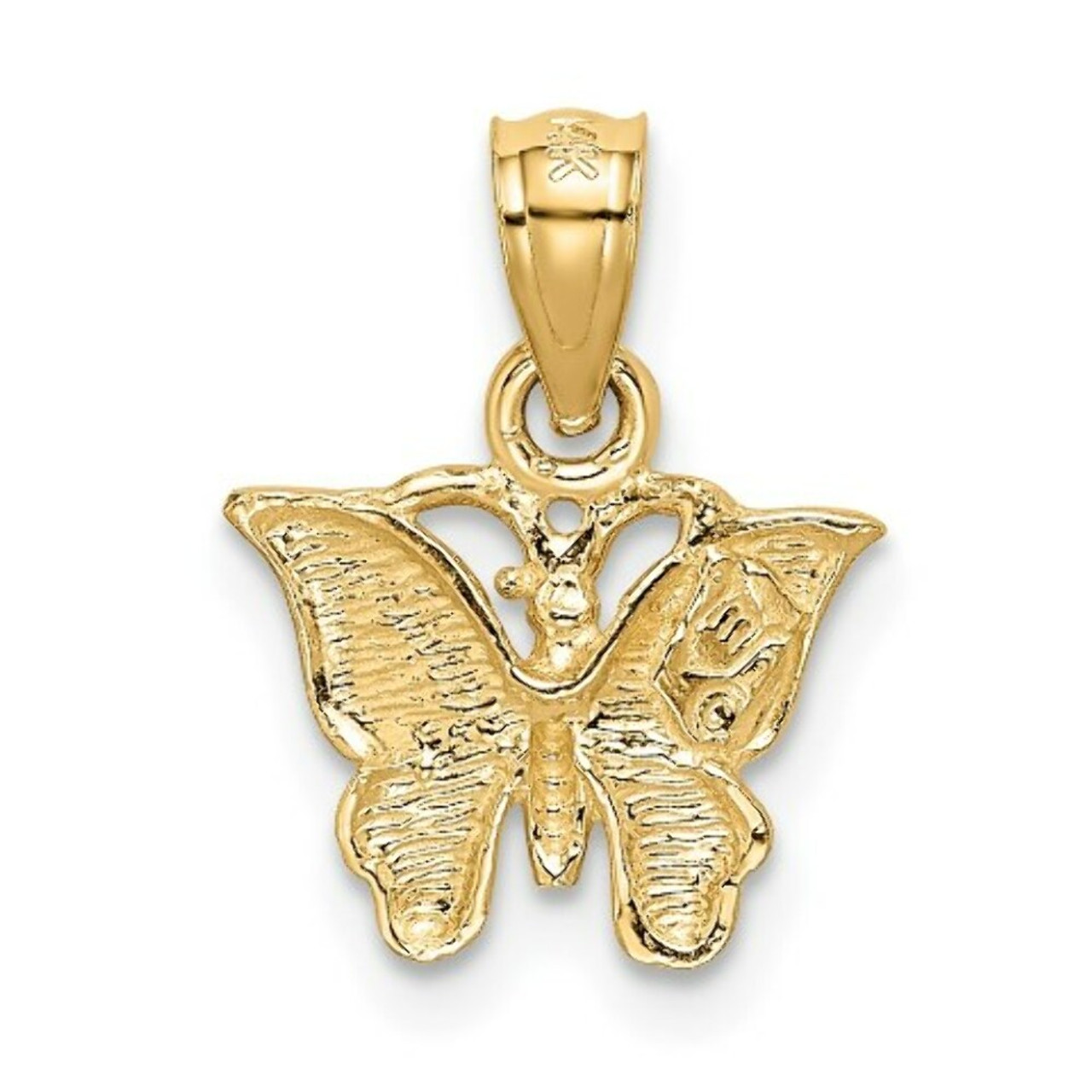 14K Yellow Gold Diamond-cut Butterfly Pendant - (A87-183)
