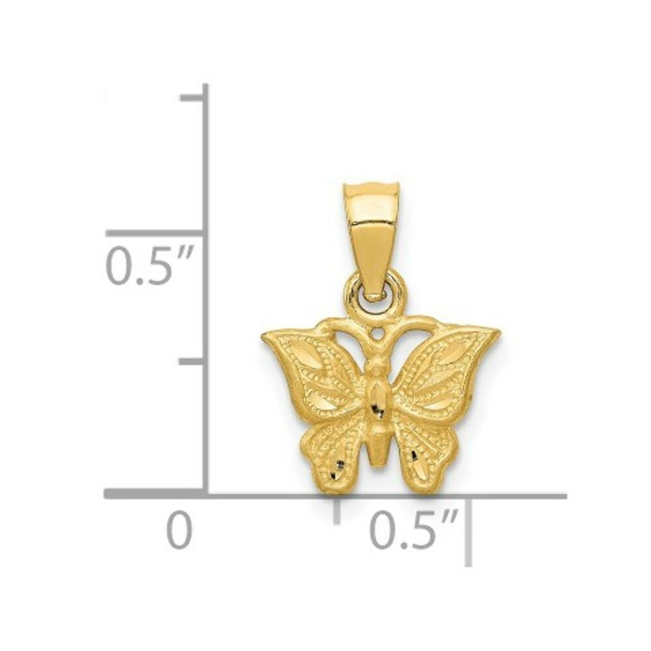 14K Yellow Gold Diamond-cut Butterfly Pendant - (A87-183)