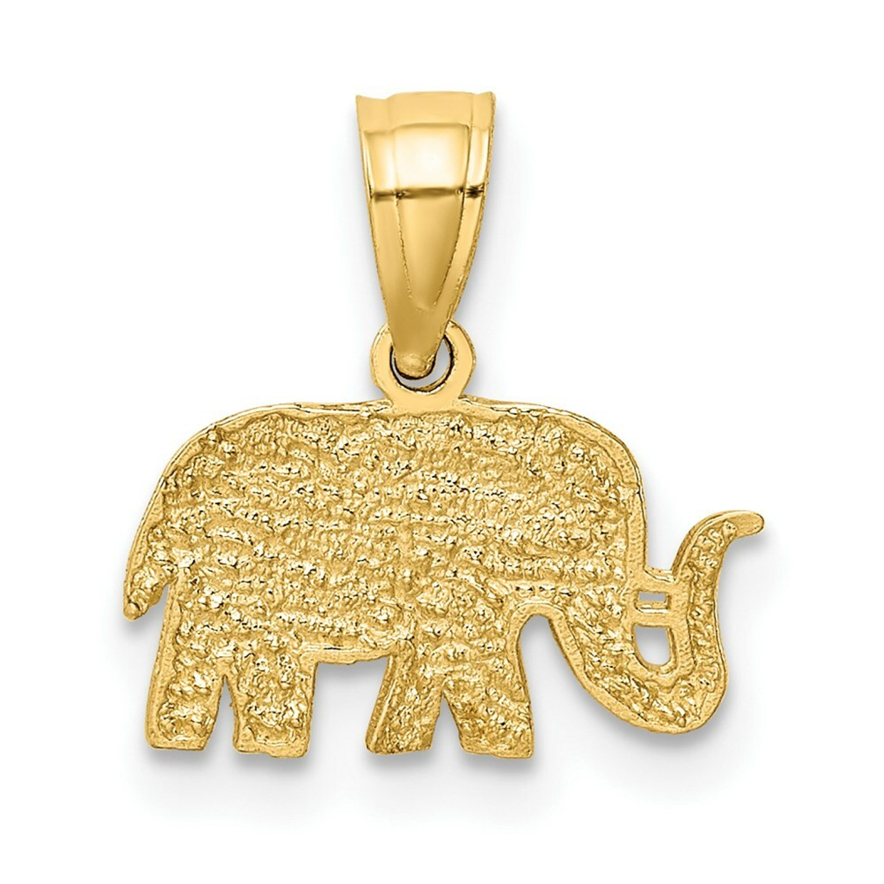 14K Yellow Gold Polished Elephant Pendant - (A87-194)