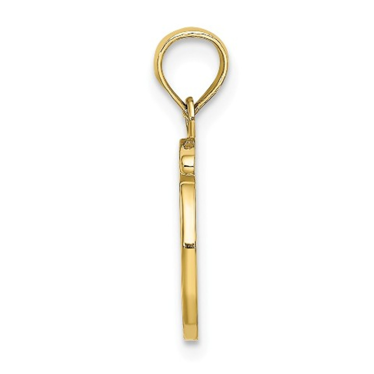 10K Yellow Gold Polished O Script Initial Charm Pendant - (A88-909)