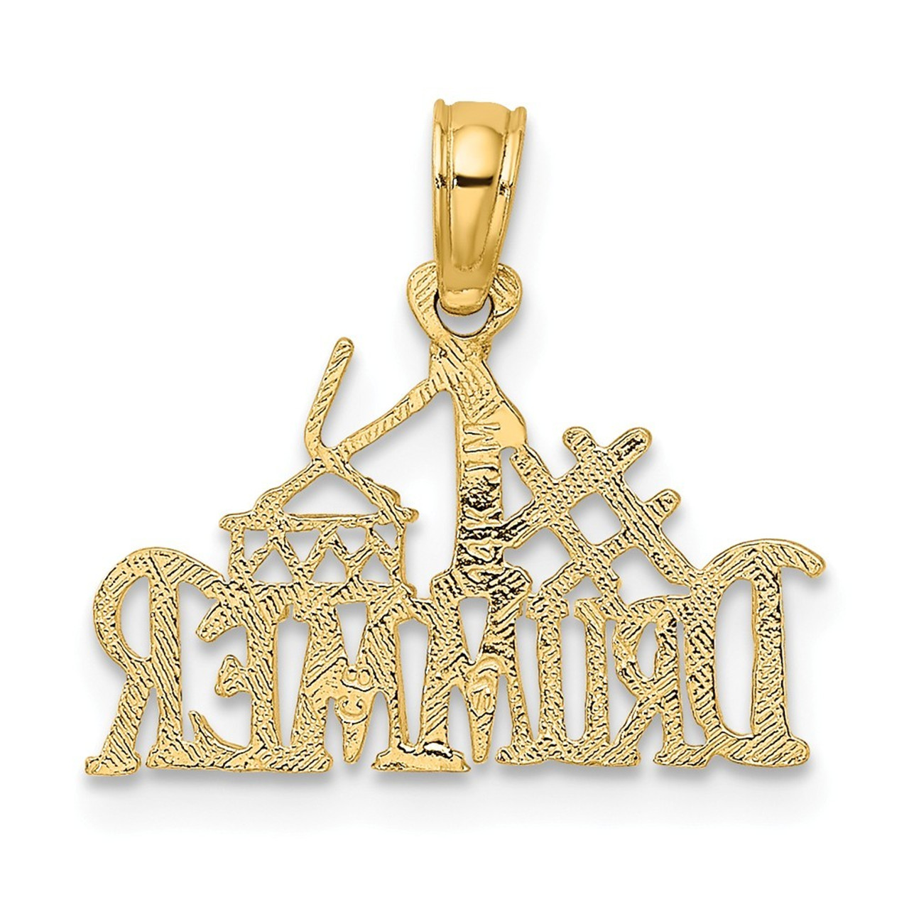 14K Yellow Gold #1 Drummer Charm Pendant - (A89-912)