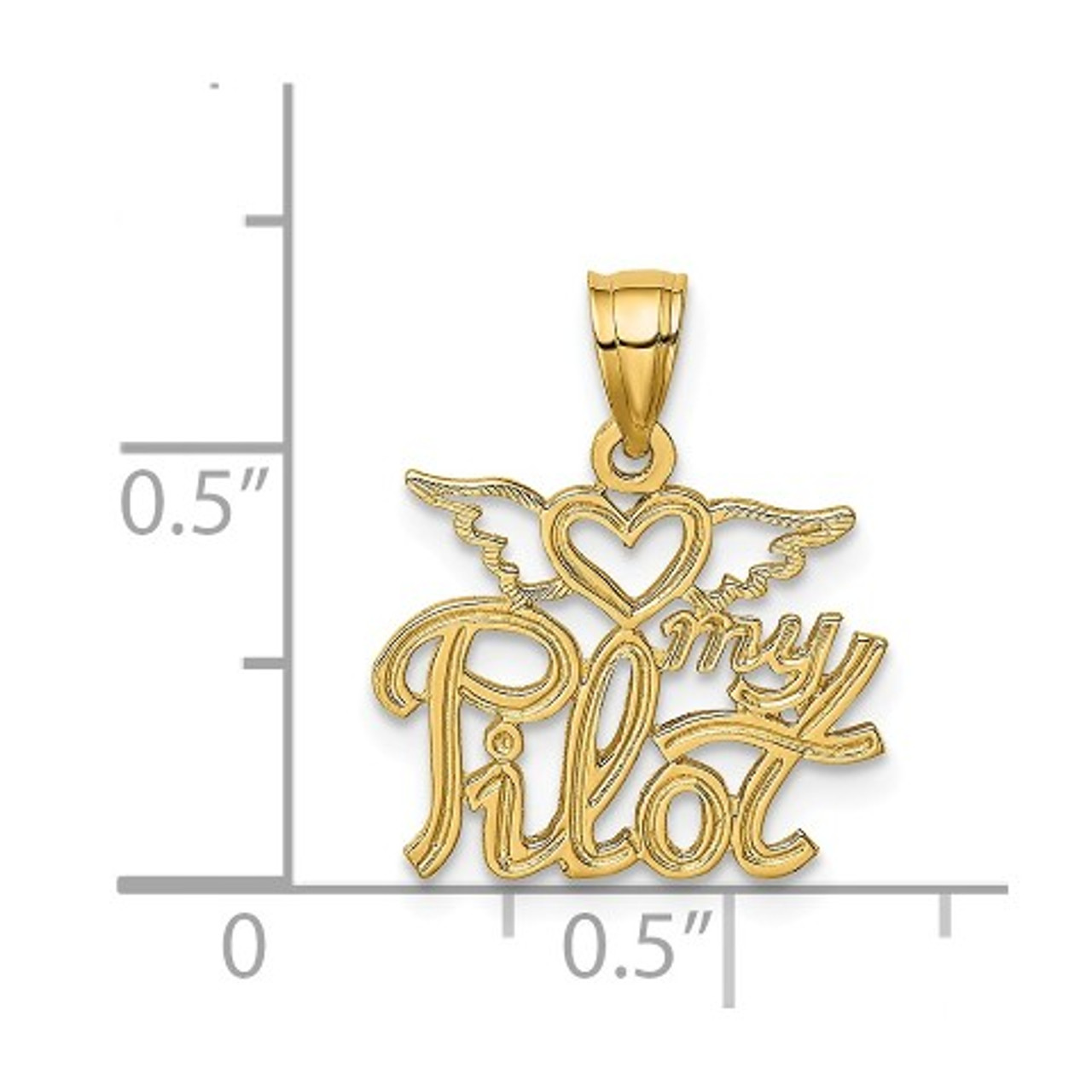 14K Yellow Gold Heart My Pilot Charm Pendant - (A90-783) - Roy