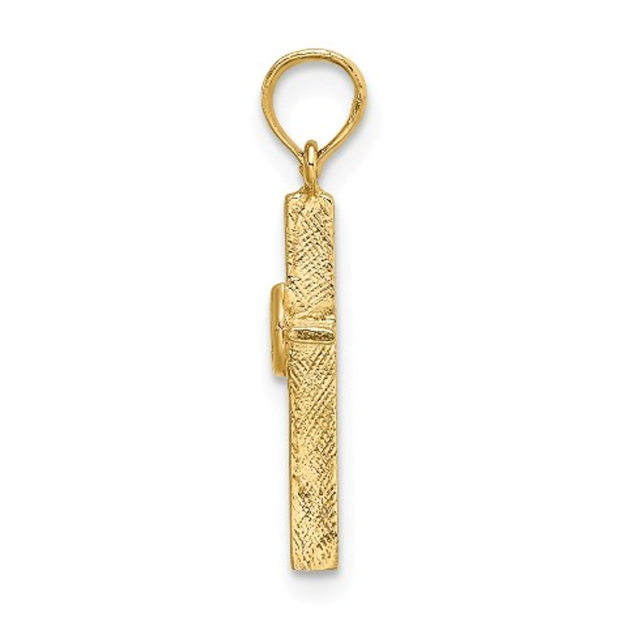 14K Yellow Gold Polished Infinity Circles Cross Charm Pendant - (A93-490)