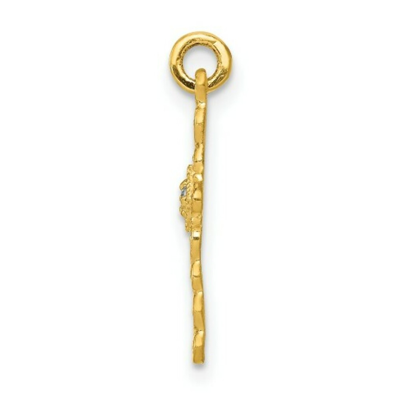14K Yellow Gold Small Diamond Accent Cross Charm - (A97-214)