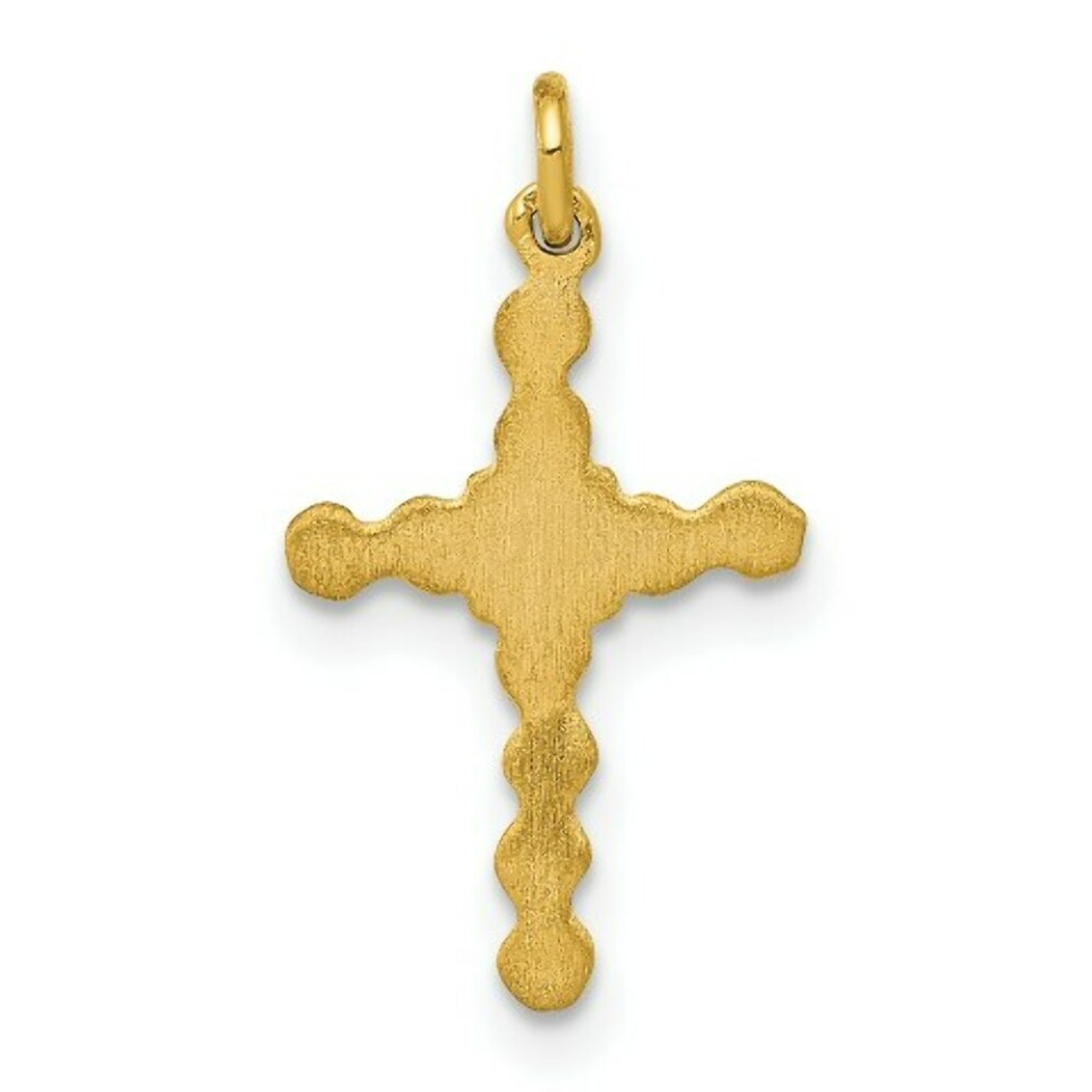 14K Yellow Gold Small Diamond Accent Cross Charm - (A97-214)