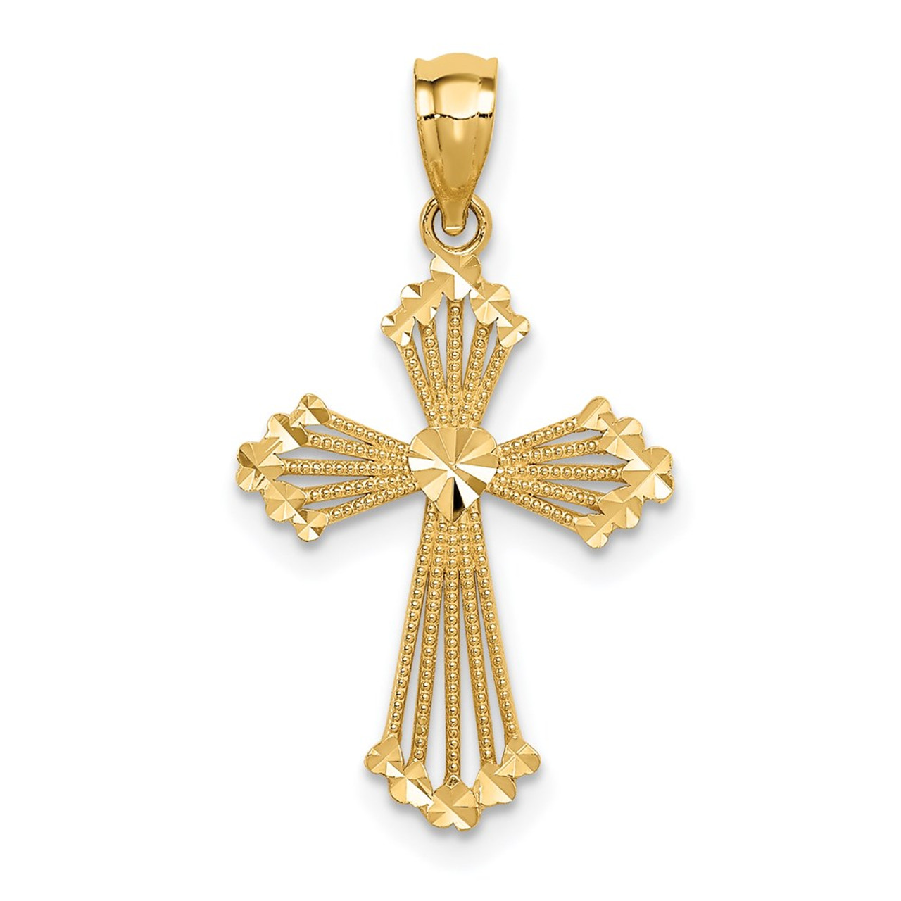 14K Yellow Gold Passion Cross Pendant 27mm length - (A97-937