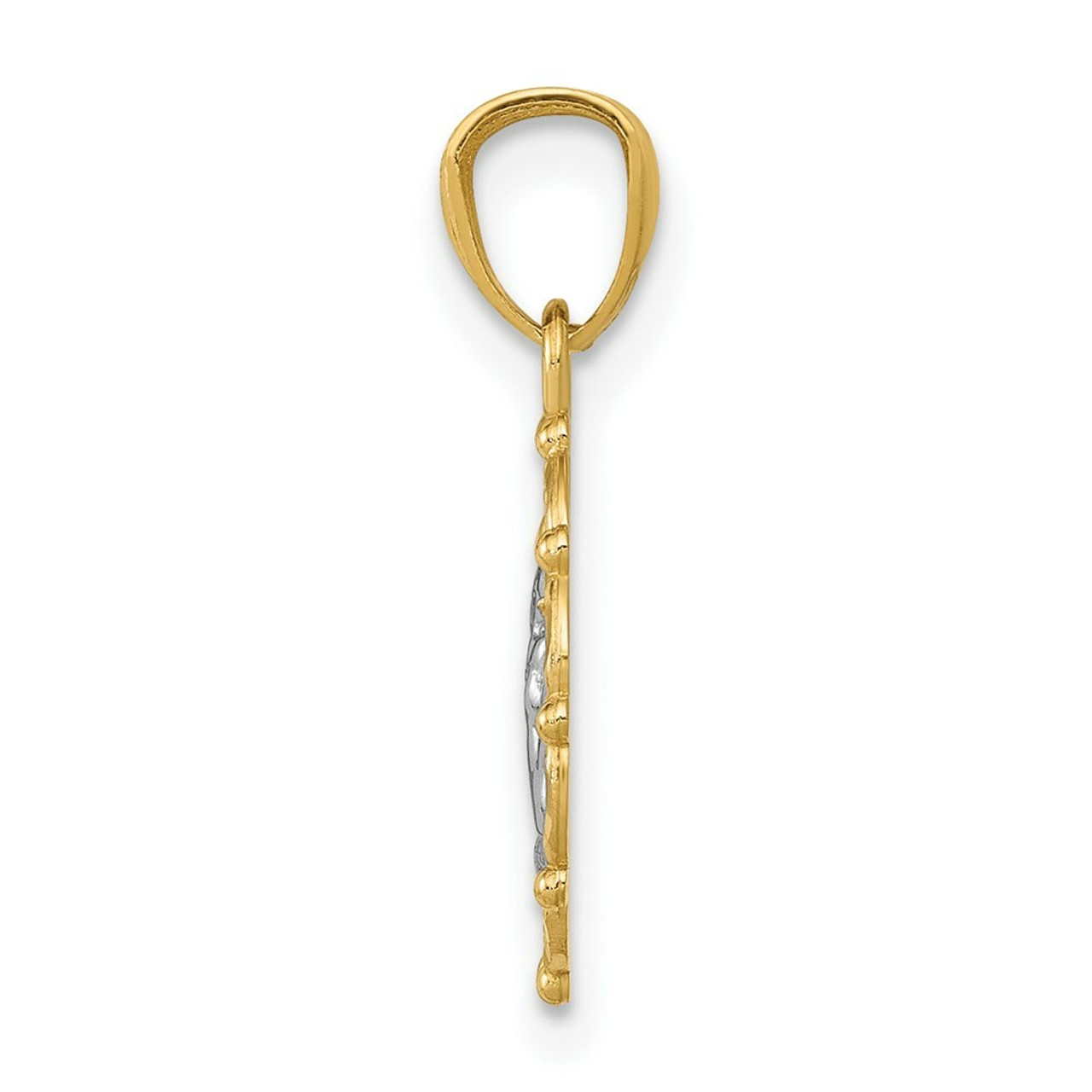 14K Yellow Gold Two-tone Framed Cherub Pendant - (A98-258)