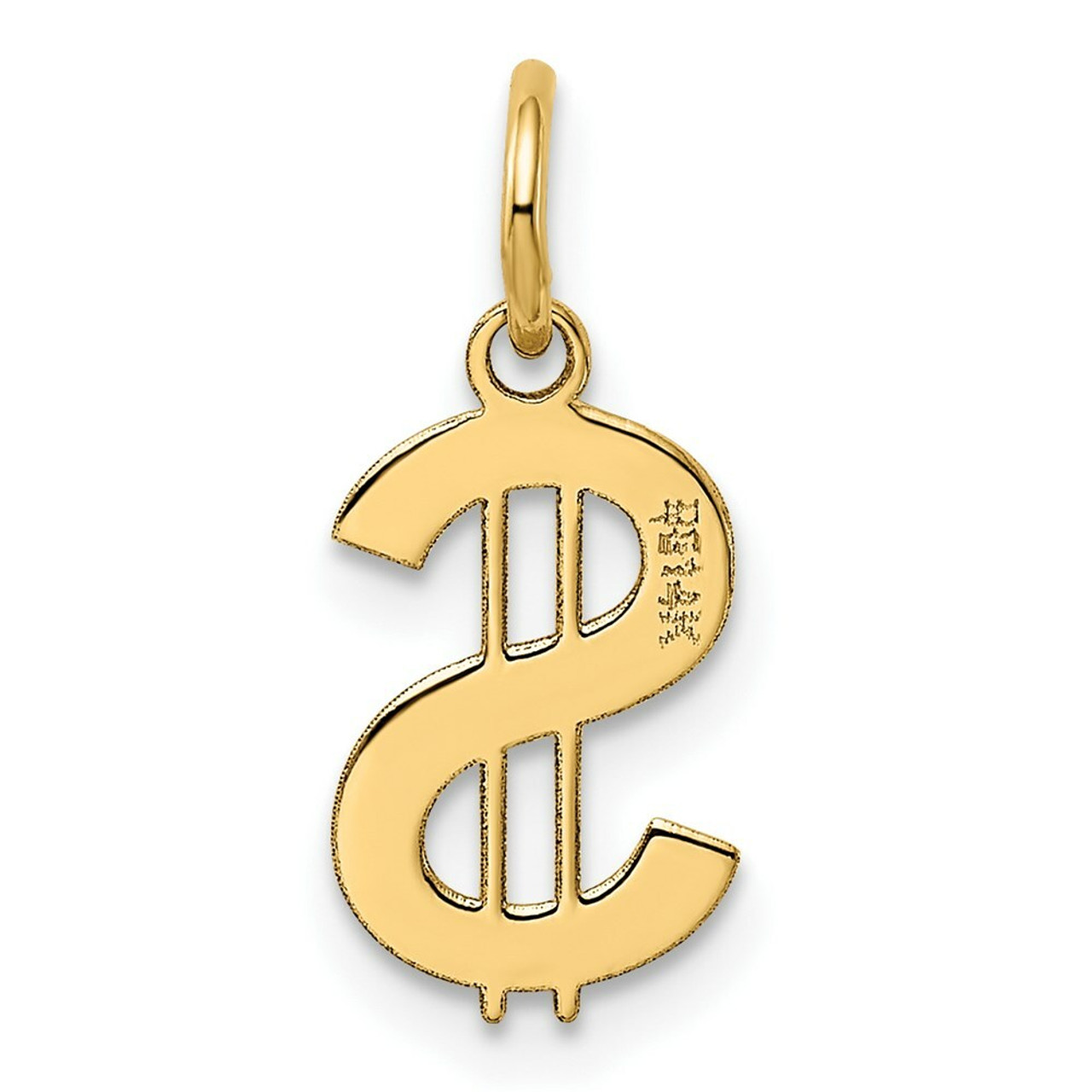 14K Yellow Gold Polished Dollar Sign Charm Pendant - (A98-563)