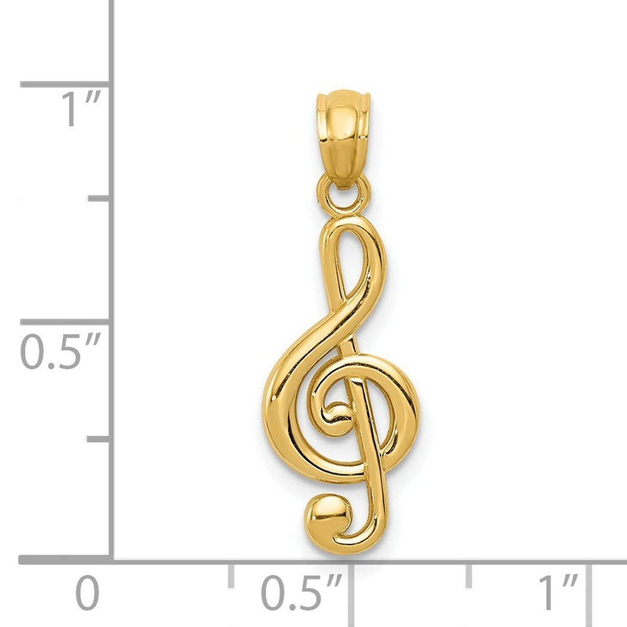 14K Yellow Gold Polished Music Note Pendant - (B11-906)