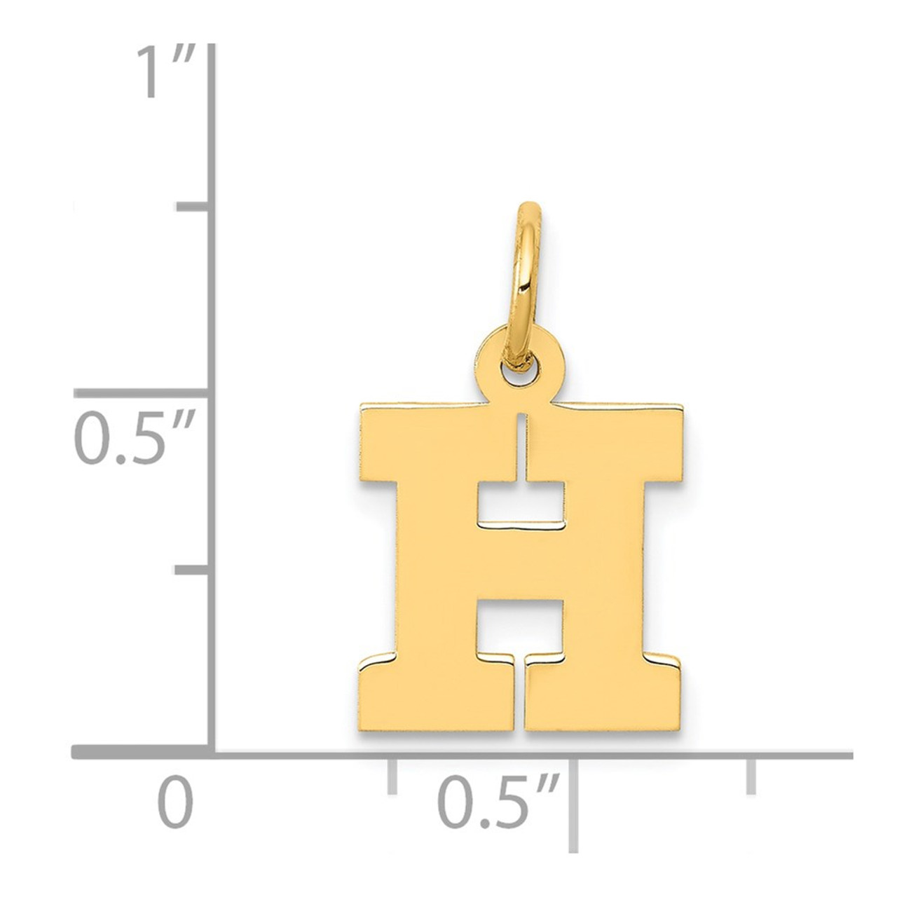 14K Yellow Gold Small Block Letter Initial H Charm Pendant - (B11-986)